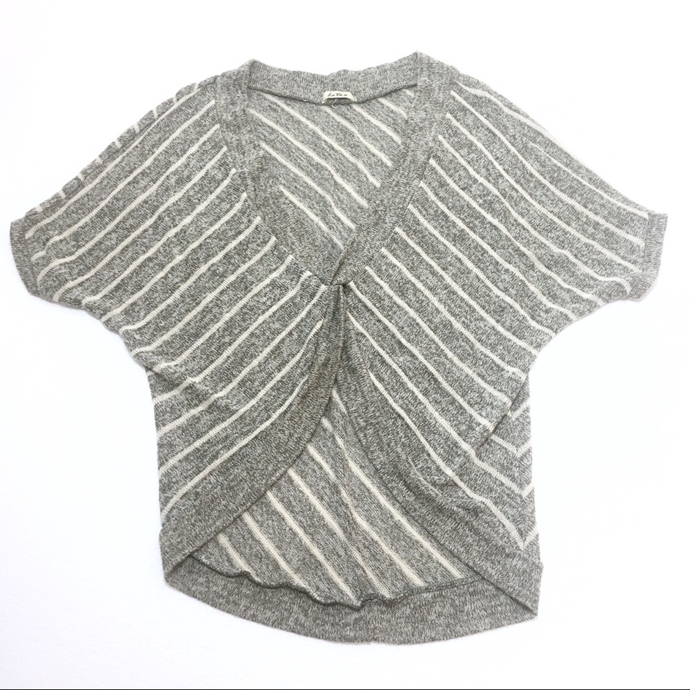 Twist Front Striped Dolman Sleeve Knit Sweater M